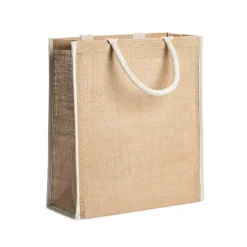 Stamina BO7148 - KOPER Sac en jute naturel avec garnitures et poignées en coton renforcé