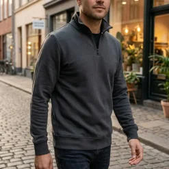 TEE JAYS TJ5438 - Sweatshirt Homme Demi-Zip Confortable et Élégant