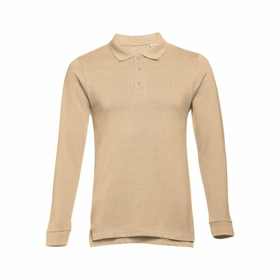 TH Clothes 30141 - Polo à manches longues en coton cardé pour hommes