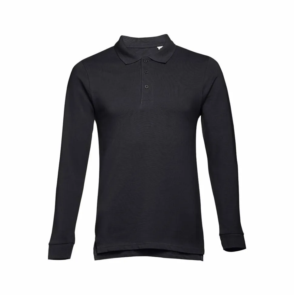 TH Clothes 30141 - Polo à manches longues en coton cardé pour hommes