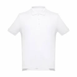 TH Clothes 30130 - Polo à manches courtes en coton pour hommes. Couleur blanche