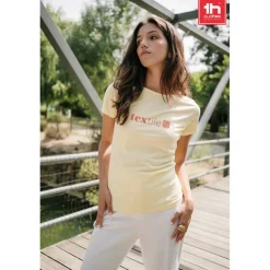 TH Clothes 30106 - T-shirt ceinturé en coton pour femme