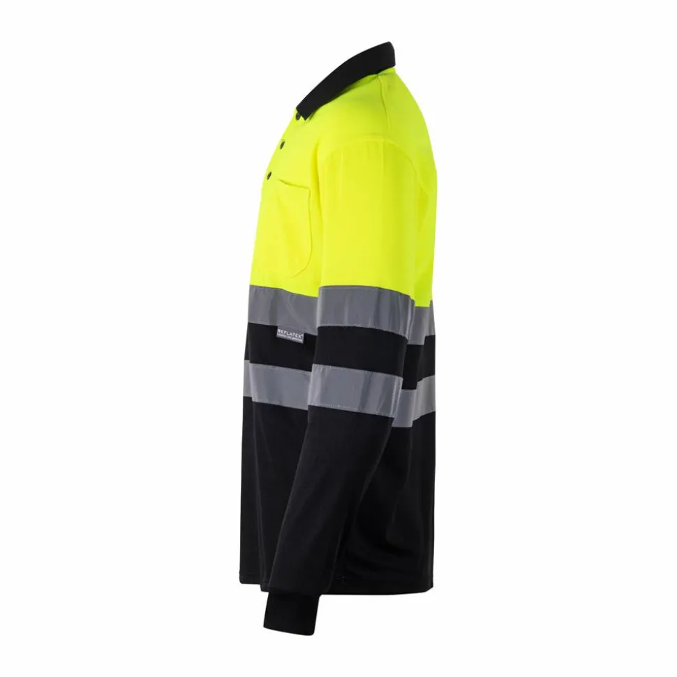 Velilla 36067 - Polo bicolore (160g/m²) à manches longues, en polyester (100%)