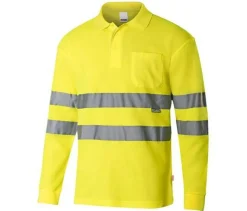 VELILLA V30514 - POLO MANCHES LONGUES HAUTE VISIBILITE