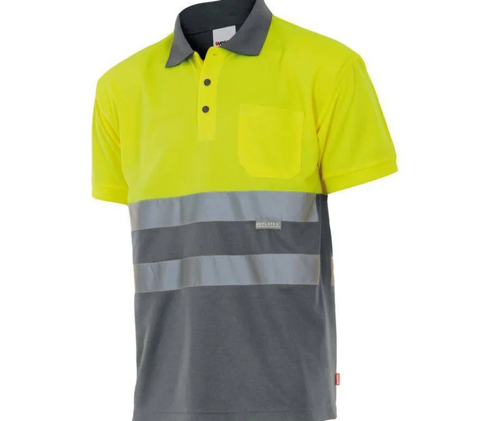 VELILLA VL173 - Polo Bicolore Manches Courtes Haute Visibilité