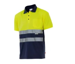 VELILLA VL173 - Polo Bicolore Manches Courtes Haute Visibilité