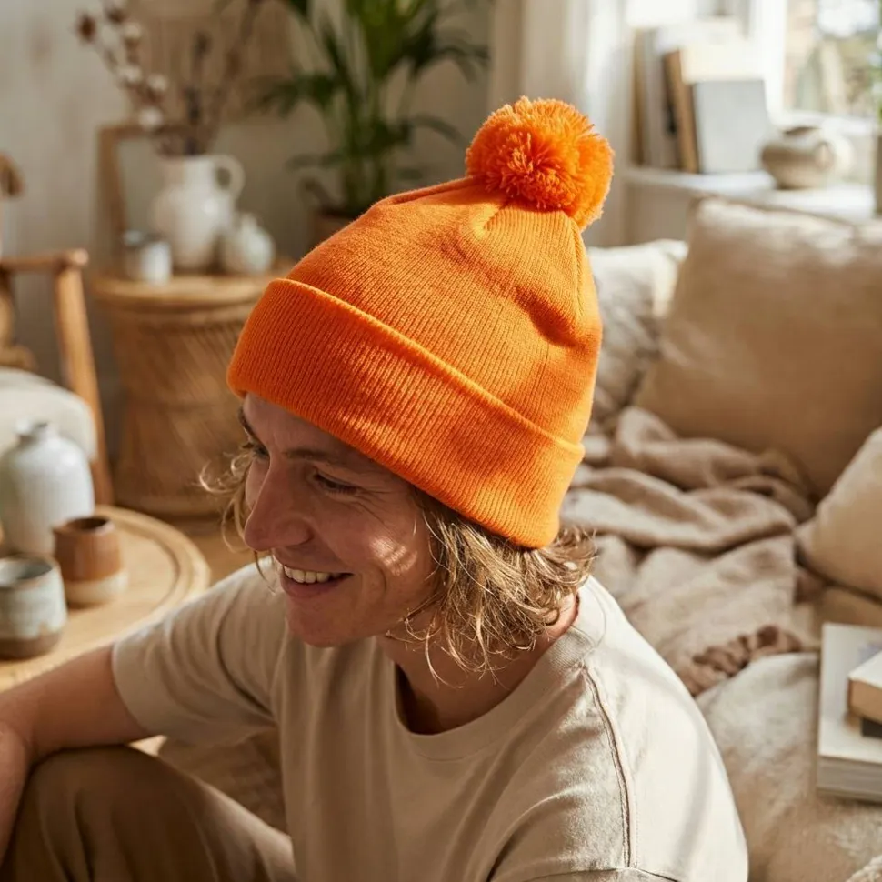 Beechfield BF426 - Chapeau d'Hiver Élégant avec Pompon en Fausse Fourrure