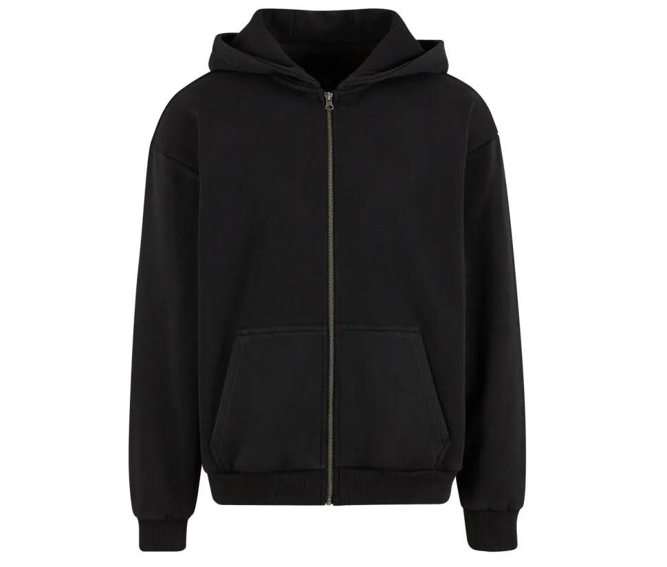 BUILD YOUR BRAND BY295 - Sweat capuche zippé lourd délavé