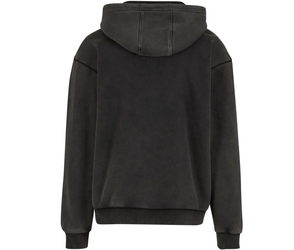 BUILD YOUR BRAND BY295 - Sweat capuche zippé lourd délavé