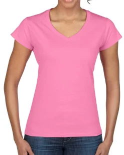 Gildan GD078 - T-shirt Femme Col V Style Doux et Élégant