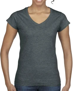 Gildan GD078 - T-shirt Femme Col V Style Doux et Élégant
