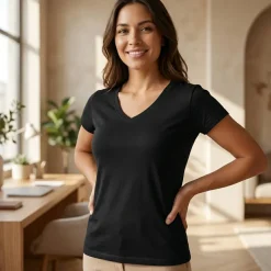 Gildan GD078 - T-shirt Femme Col V Style Doux et Élégant