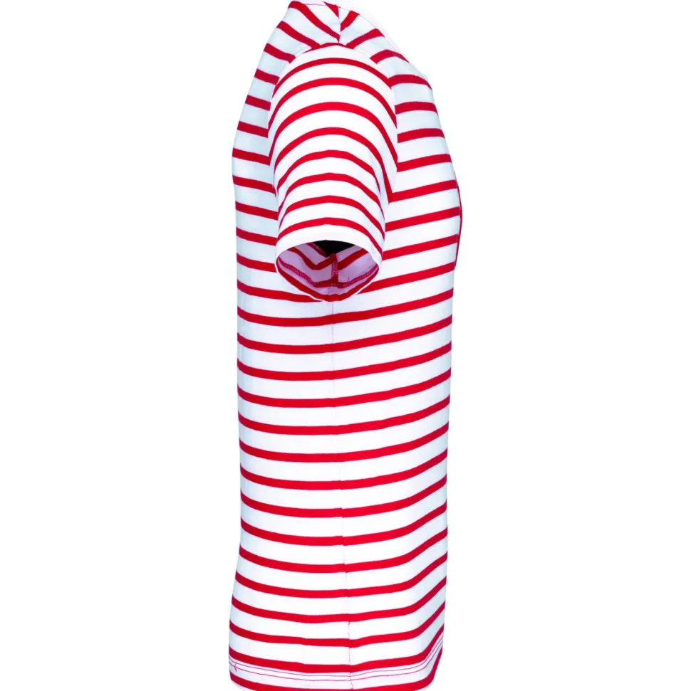 Kariban K378 - T-shirt rayé marin avec poche manches courtes