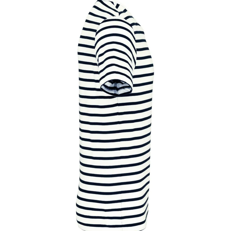 Kariban K378 - T-shirt rayé marin avec poche manches courtes