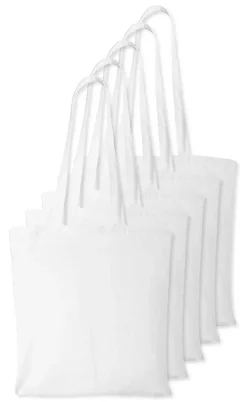 Pack de 5 Westford mill WM101 - Sac Cabas Personnalisable en Coton Westford Mill