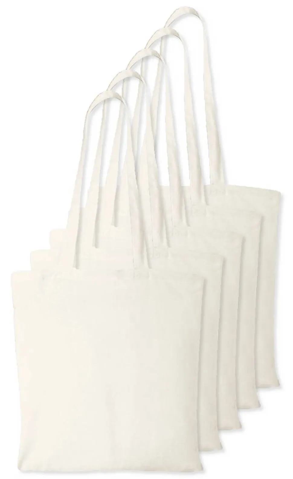 Pack de 5 Westford mill WM101 - Sac Cabas Personnalisable en Coton Westford Mill