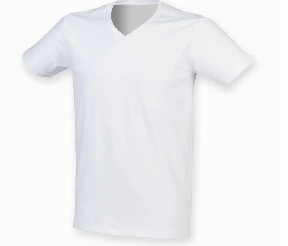Skinnifit SF122 - Tee-Shirt Col V Homme Stretch en Coton