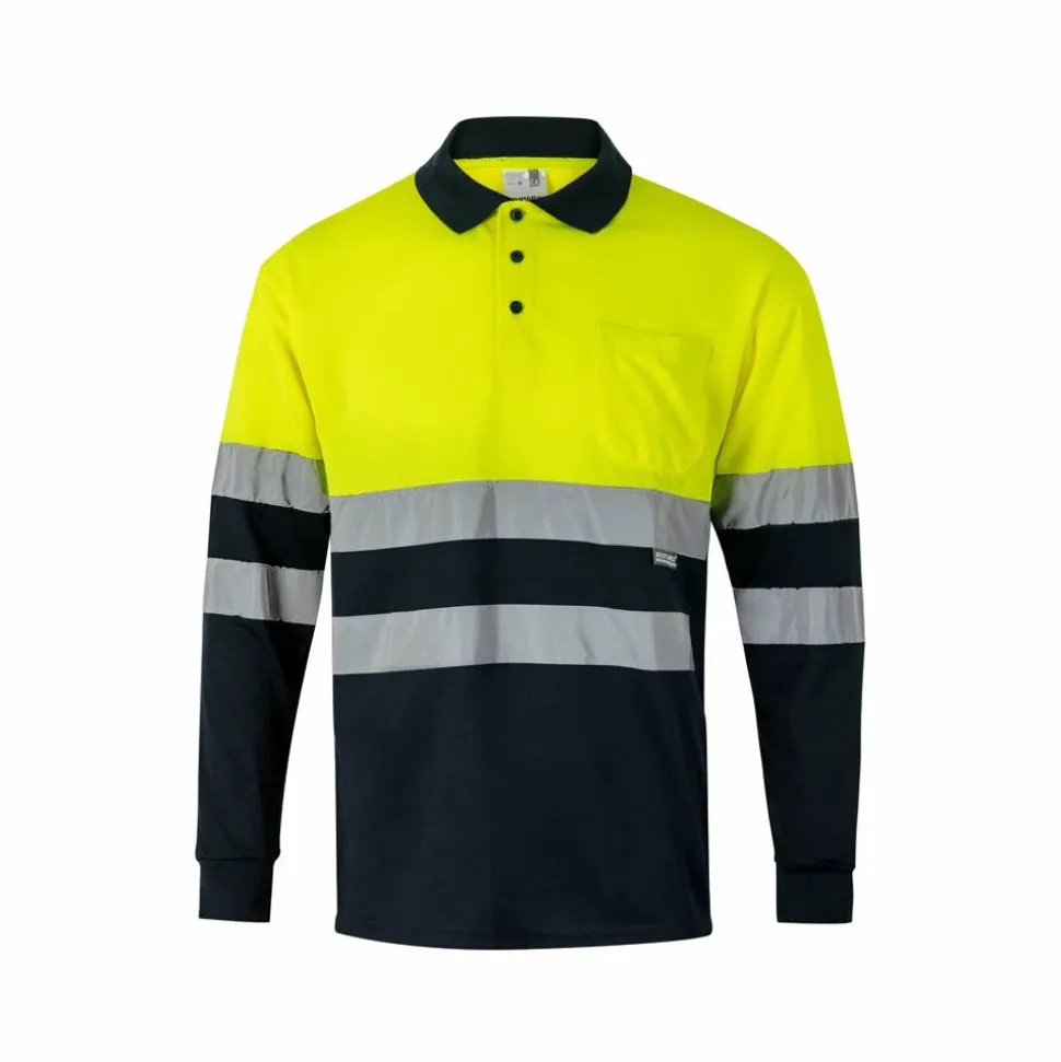 Velilla 36069 - Polo bicolore (160g/m²) à manches longues, en polyester (100%)