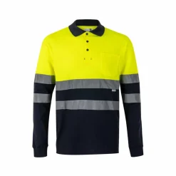 Velilla 36140 - Polo piqué bicolore (150g/m²) à manches longues, en coton (55%) et polyester (45%)