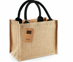 Westford mill WM412 - Petit Sac en Toile de Jute - poignées en coton - dimensions 26x22x14cm